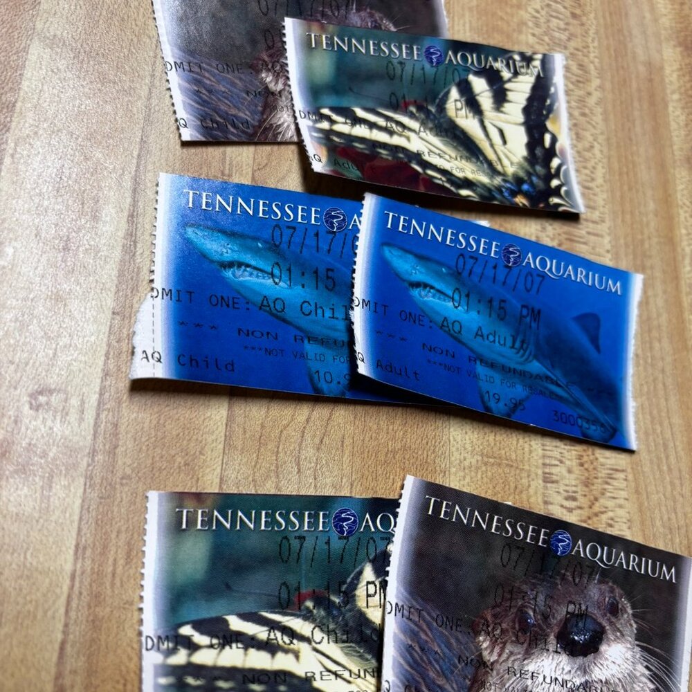 Vintage Tennessee Aquarium 2007 Ticket Stubs- Arts & Crafts, Collages,Decoupage,
